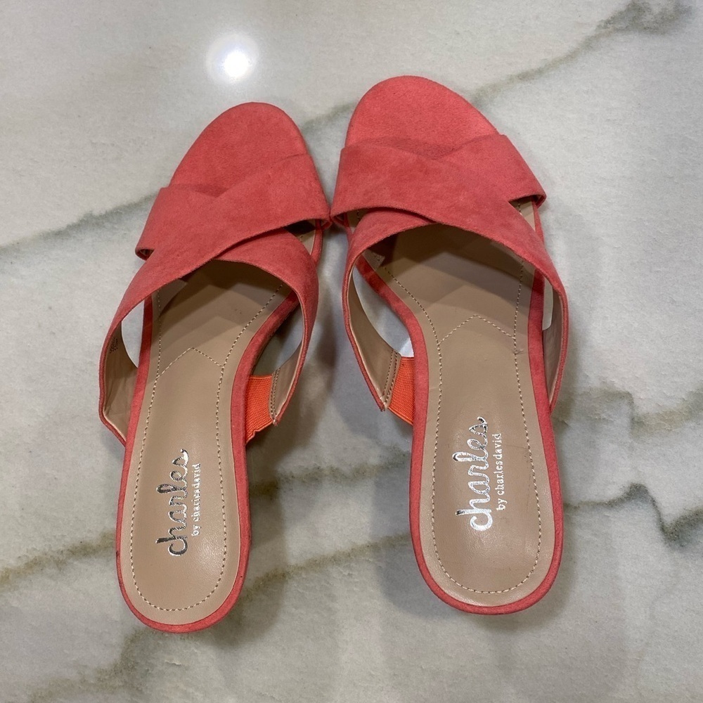 Charles by Charles David Pink Suede Wedges size 7.5 Cork Mules NWOT - Picture 6 of 14
